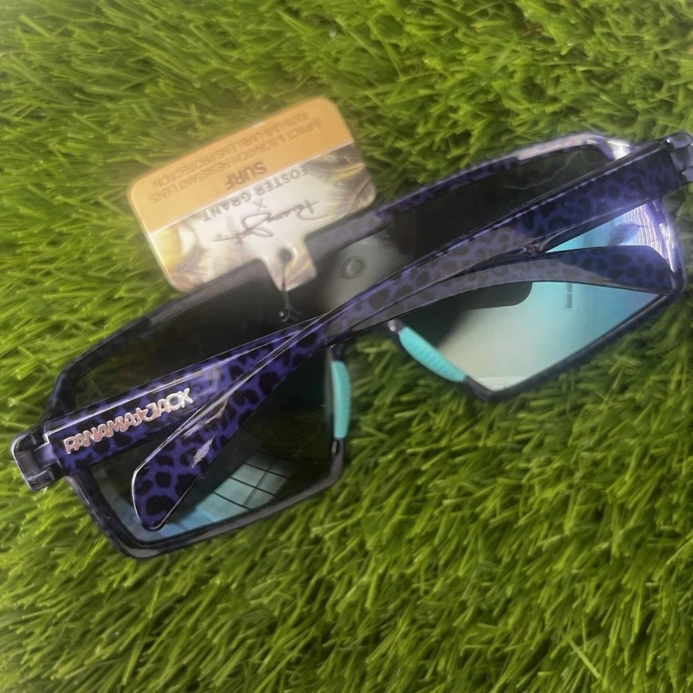 Panama Jack Foster Grant Surf‎ Shield Sunglasses Mirrored Purple Leopard UVA-UVB